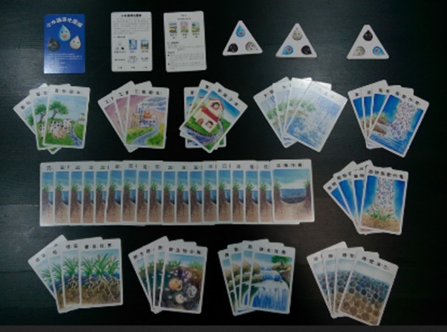 圖8《小水滴淨化歷險》桌遊卡牌全覽及三角形的水滴狀況卡1